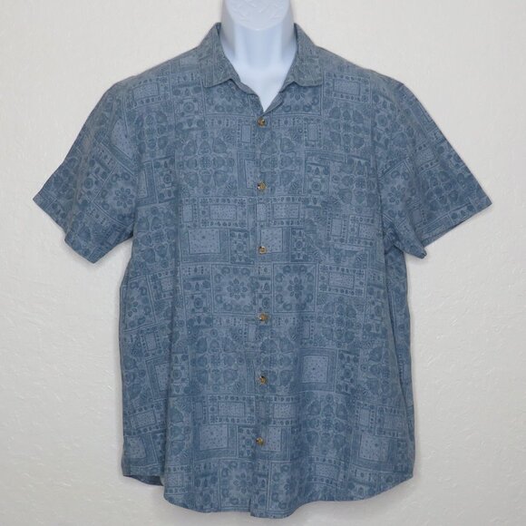 Tenth + Ocean* Men's Short Sleeve Button Down Curved Hem Pocket BOHO Shirt~ XL - Picture 1 of 11